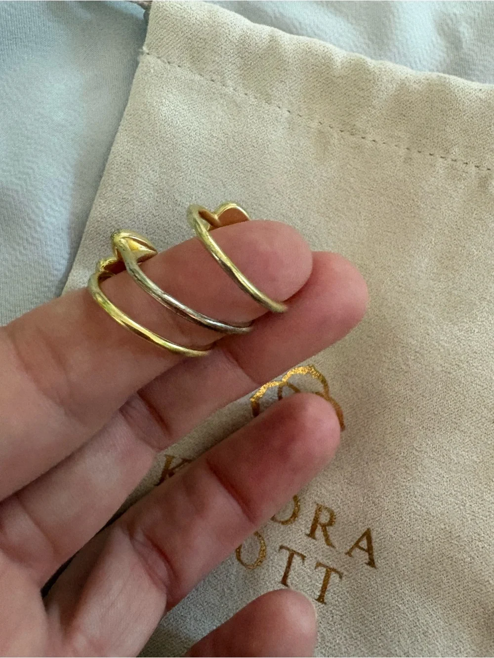 Kendra Scott Gold 3 Stackable Ring with Pink Multi-Stone Accents size 8